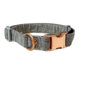 Gray rose gold adjustable dog collar 13-20”